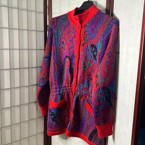 ESCADA BY MARGARETHA LEV‎ MOHAIR BLEND PAISLEY CHUNKY VINTAGE SWEATER SIZE 42 - Picture 2 of 15